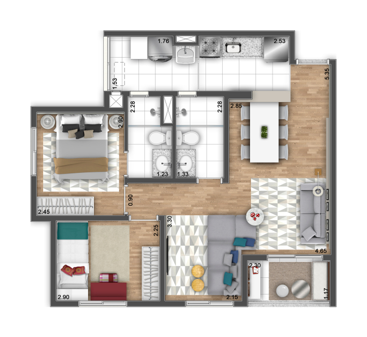 3 Dormitórios Opção Ampliada &Raquo; Terrara Interlagos