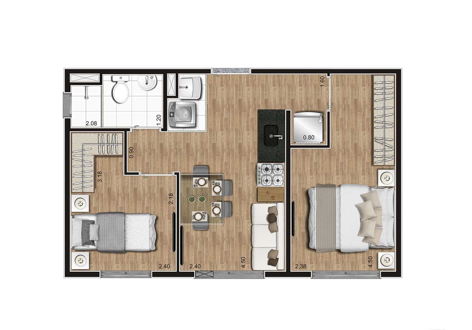 Planta 2 Dorms 36M² 2 &Raquo; Terrara Interlagos