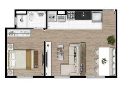Planta Opção Suíte 1 Dorm. 1 &Raquo; Terrara Imóveis