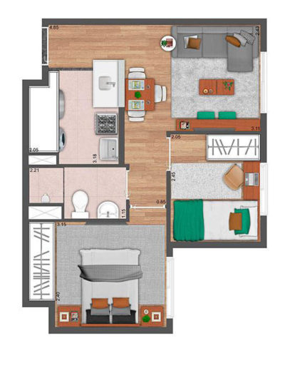 Planta De 1 Dormitório Opção 2 Do Neoconx Santa Catarina &Raquo; Terrara Interlagos