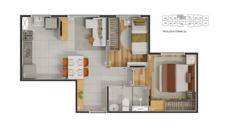 Planta do Abytá Nações Unidas, opção 3