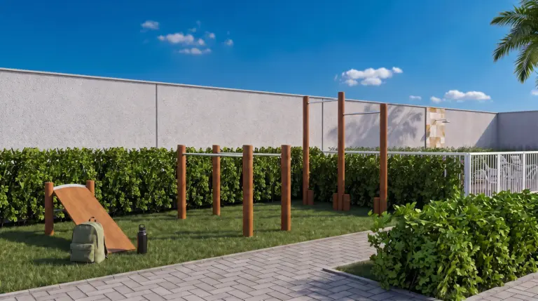 Perspectiva do fitness externo do Tech Zona Sul