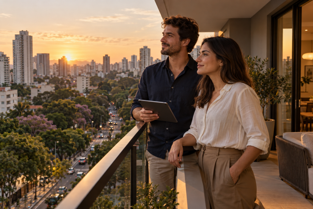 Casal Na Varanda De Um Apartamento Das Faixas 3 E 4 Do Minha Casa Minha Vida Na Zona Sul