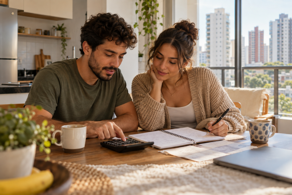 Casal Calculando O Orçamento Para Comprar Apartamento Minha Casa Minha Vida Na Zona Sul