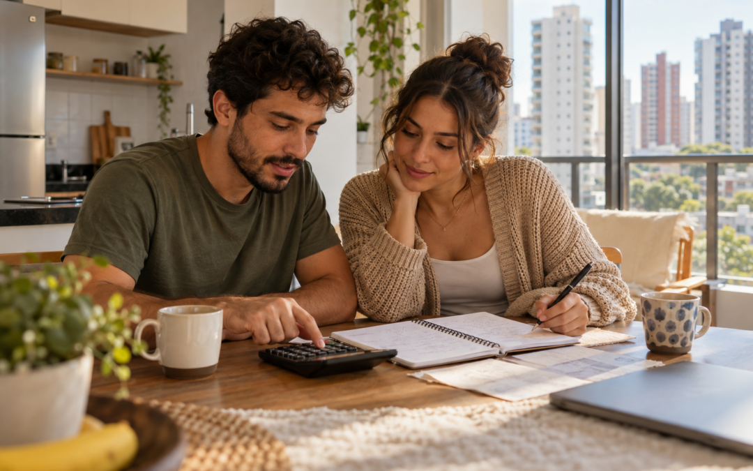 Casal calculando o orçamento para comprar apartamento Minha Casa Minha Vida na Zona Sul